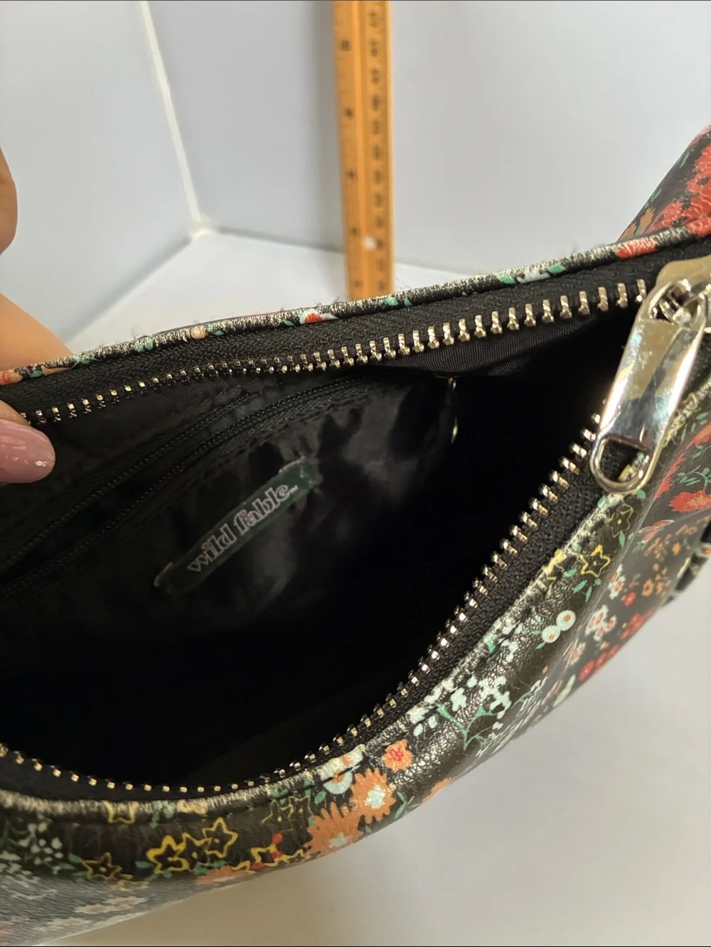 Floral Black Mini Shoulder Bag